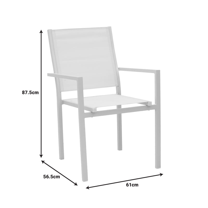 Fotoliu de gradina din aluminiu textilena Zacreta, alb, 56x61x87 cm, foto produs 7