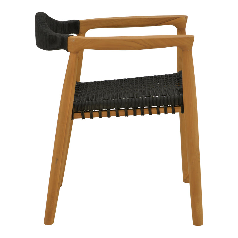 Fotoliu exterior Ganny, lemn de tec si franghie PE, 59x56x71 cm - Negru