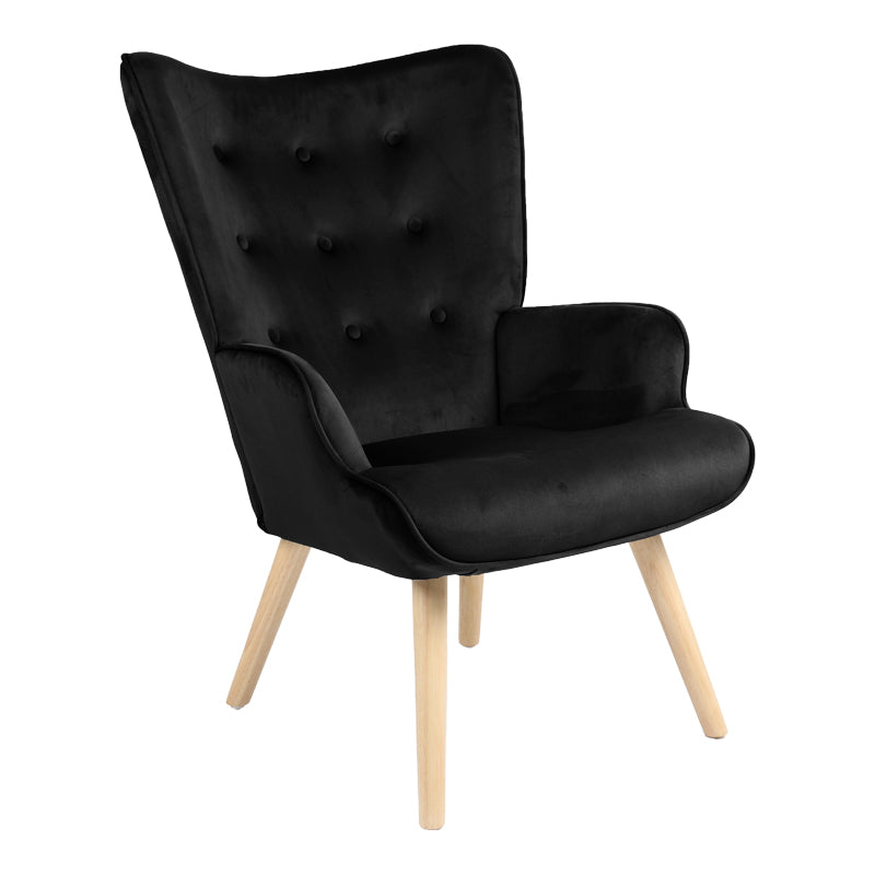 Fotoliu Fluffy, Lemn rubberwood, Negru, 75x69x96 cm
