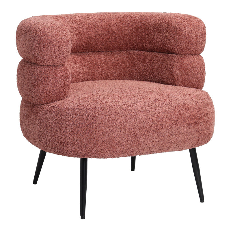Fotoliu Foleja, Boucle, Design în culoarea marului stricat, Roz, 76x75x72 cm