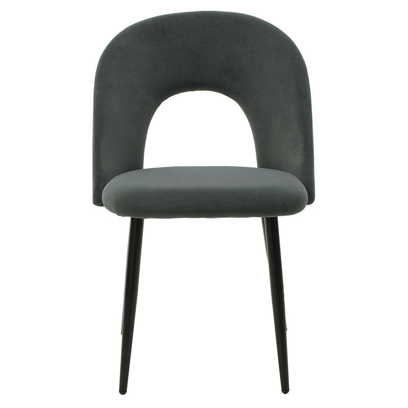 Fotoliu Jonah catifea antracit, picioare, negre, 57x55 cm - Gri Inchis