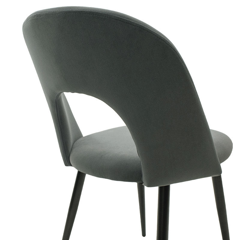 Fotoliu Jonah catifea antracit, picioare, negre, 57x55 cm - Gri Inchis