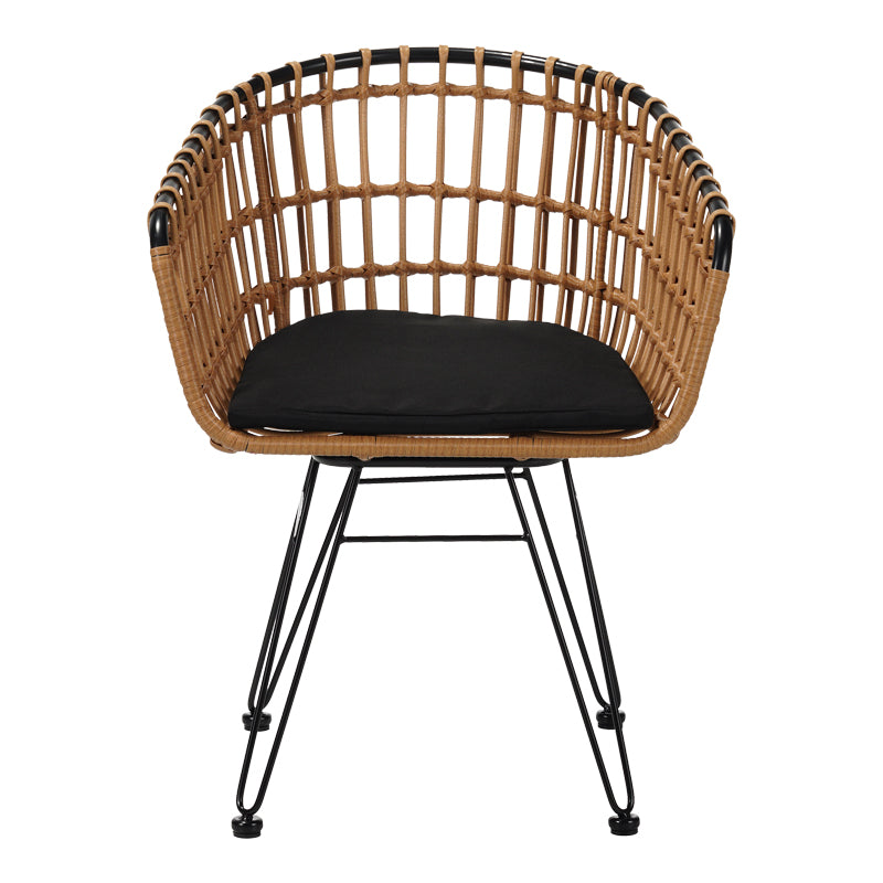 Fotoliu modern Naoki cu structură metalică, lemn, compacte, 61x57x80 cm