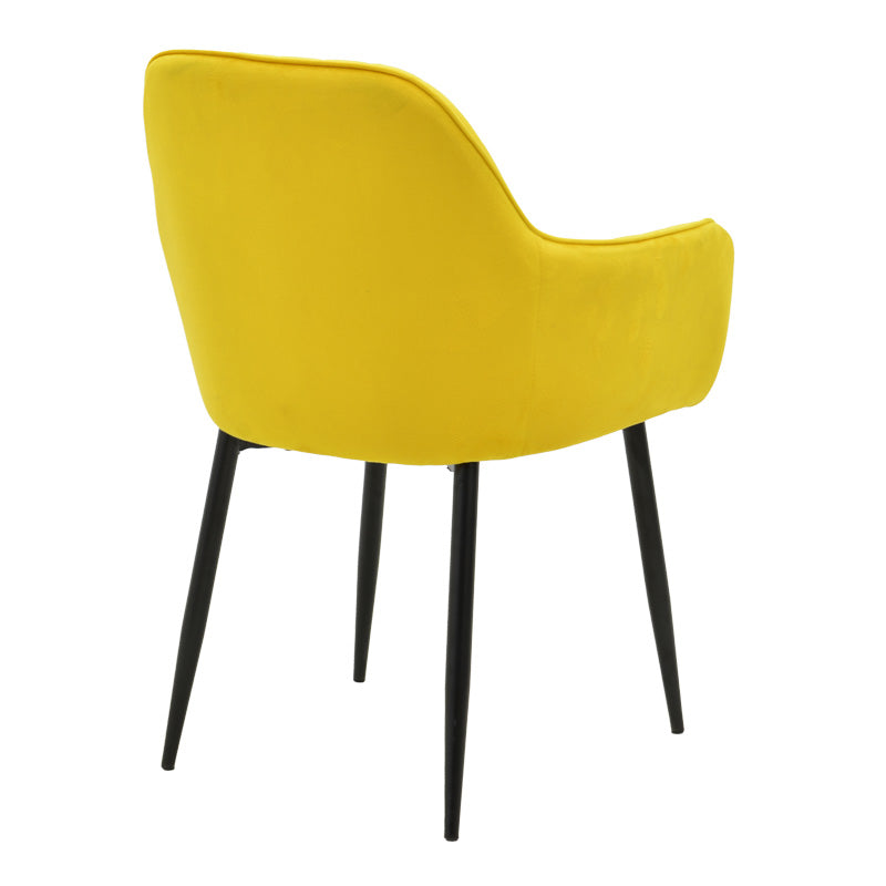 Fotoliu Noor, Catifea, Neagra, 58x58x86 cm - Galben
