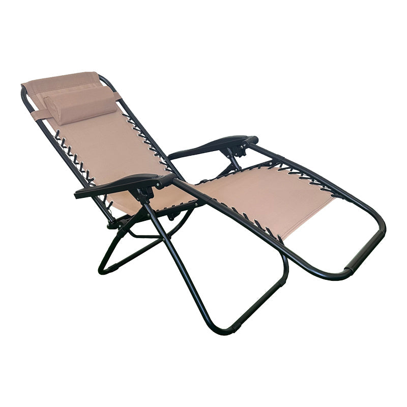 Fotoliu relaxant pliabil Mirka, Metal Negru, Textilenă, Gri, 65x165x110 cm - Maro