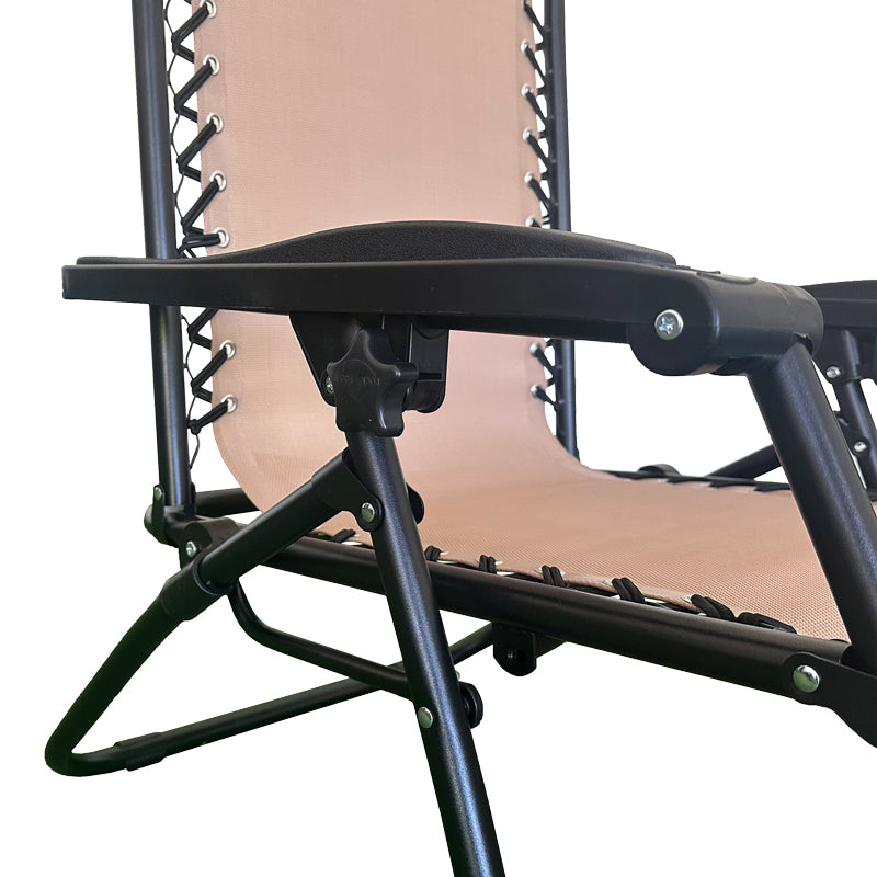 Fotoliu relaxant pliabil Mirka, Metal Negru, Textilenă, Gri, 65x165x110 cm - Maro