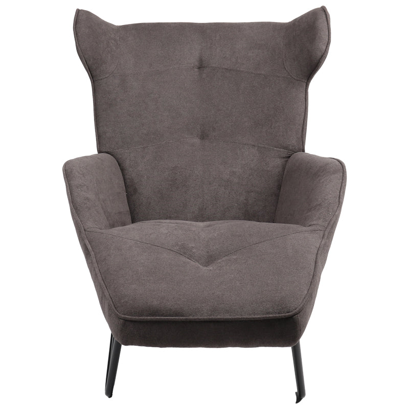 Fotoliu Relax Totely din tesatura de Gri si metal negru cu picior, negru, 74x122x90 cm