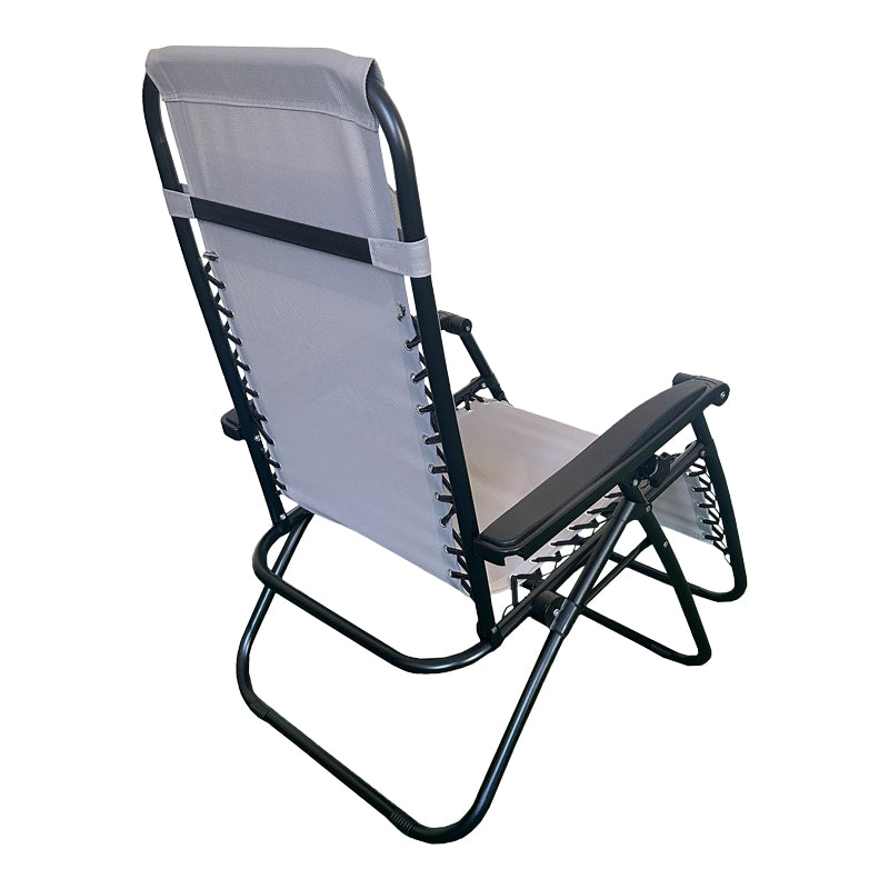 Fotoliu relaxant pliabil Mirka, Metal Negru, Textilenă, Gri, 65x165x110 cm - Gri