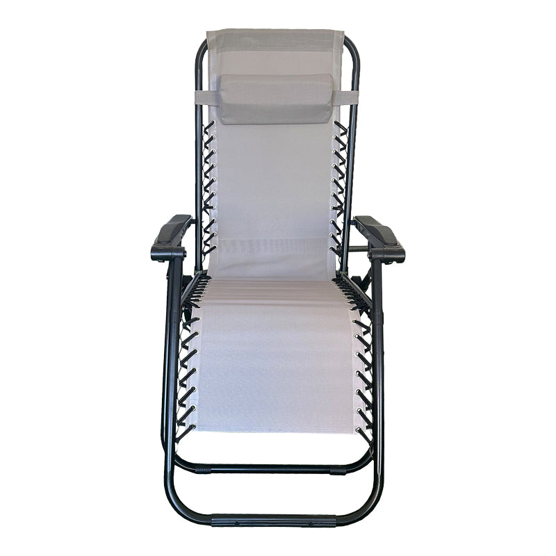 Fotoliu relaxant pliabil Mirka, Metal Negru, Textilenă, Gri, 65x165x110 cm - Gri