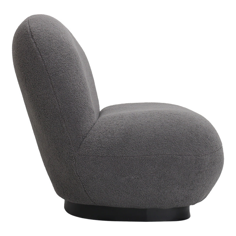 Fotoliu Rosalie, tesatura Teddy Bej, Baza, Neagra, 85x82x77 cm - Gri