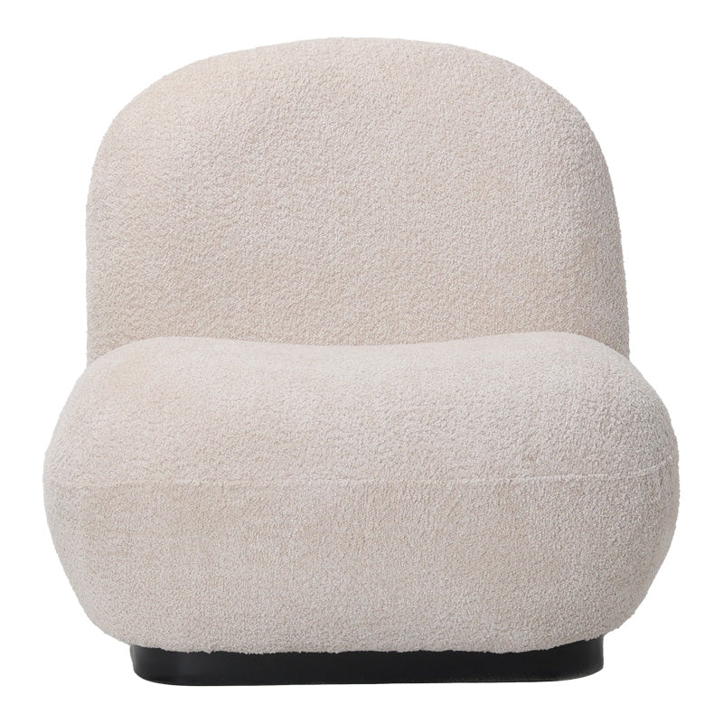 Fotoliu Rosalie, tesatura Teddy Bej, Baza, Neagra, 85x82x77 cm - Bej