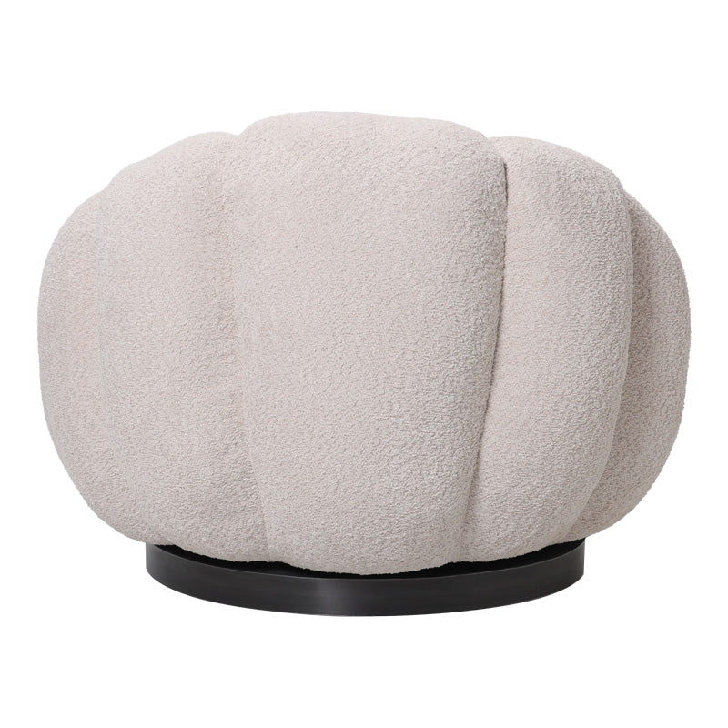 Fotoliu rotativ cu taburet Nester boucle, bej, 98x97x69 cm