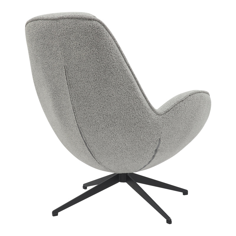 Fotoliu rotativ Flago boucle tesatura, Gri deschis, 85x88x104 cm
