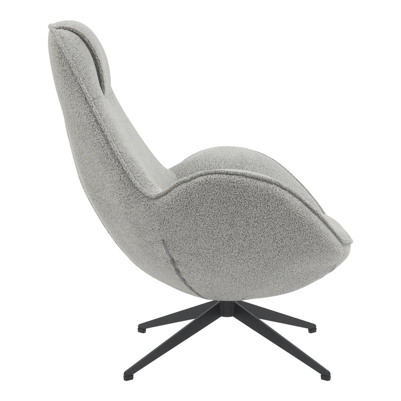 Fotoliu rotativ Flago boucle tesatura, Gri deschis, 85x88x104 cm