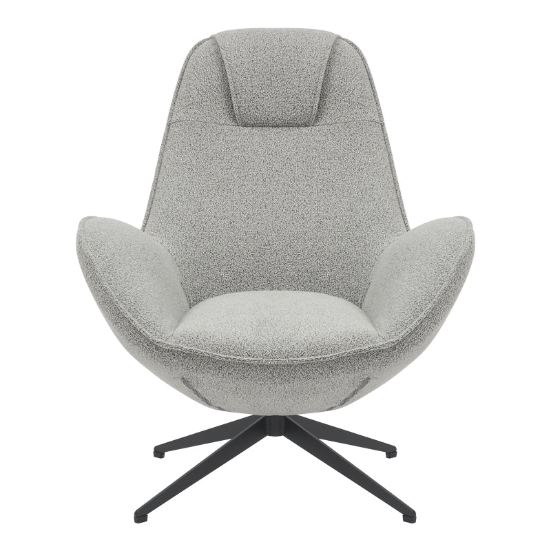 Fotoliu rotativ Flago boucle tesatura, Gri deschis, 85x88x104 cm