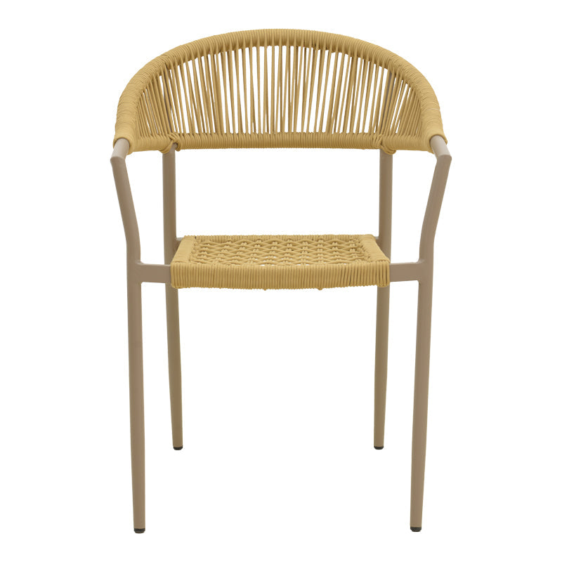 Scaun exterior Ammos, aluminiu si franghie PE, 56x62x82 cm - Maro