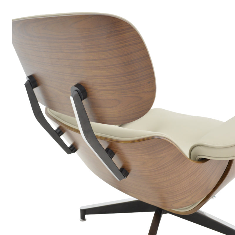 Fotoliu-taburet relax Eames, Negru - Nuc, 82x92x82 cm - Negru