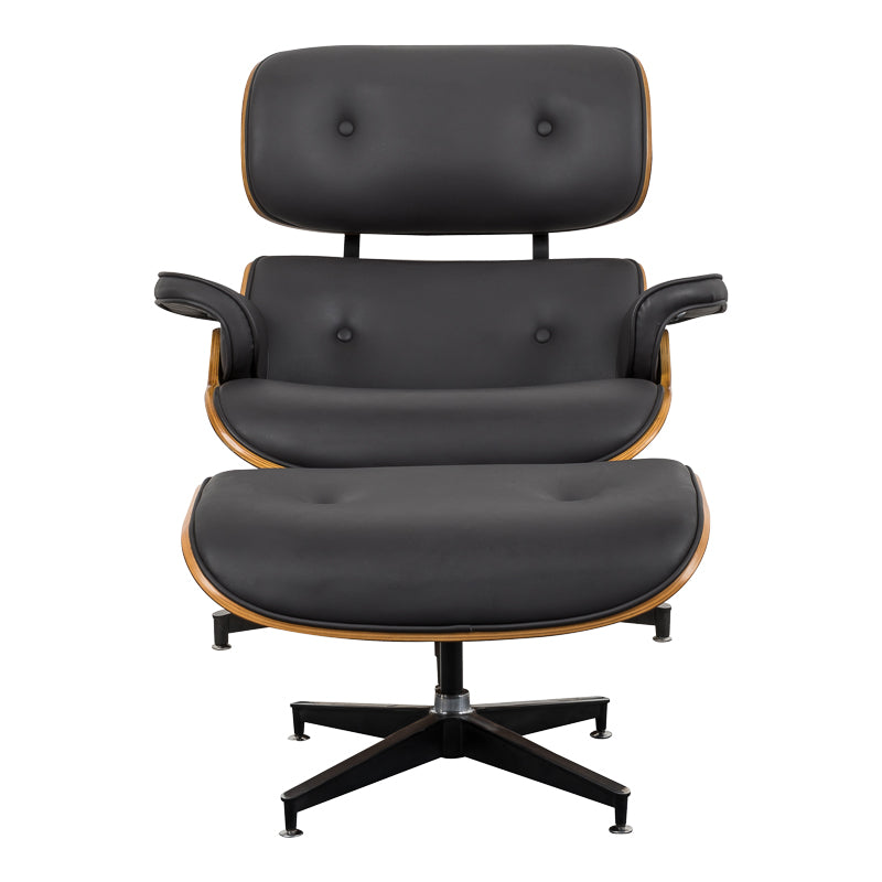 Fotoliu-taburet relax Eames, Negru - Nuc, 82x92x82 cm - Nuc