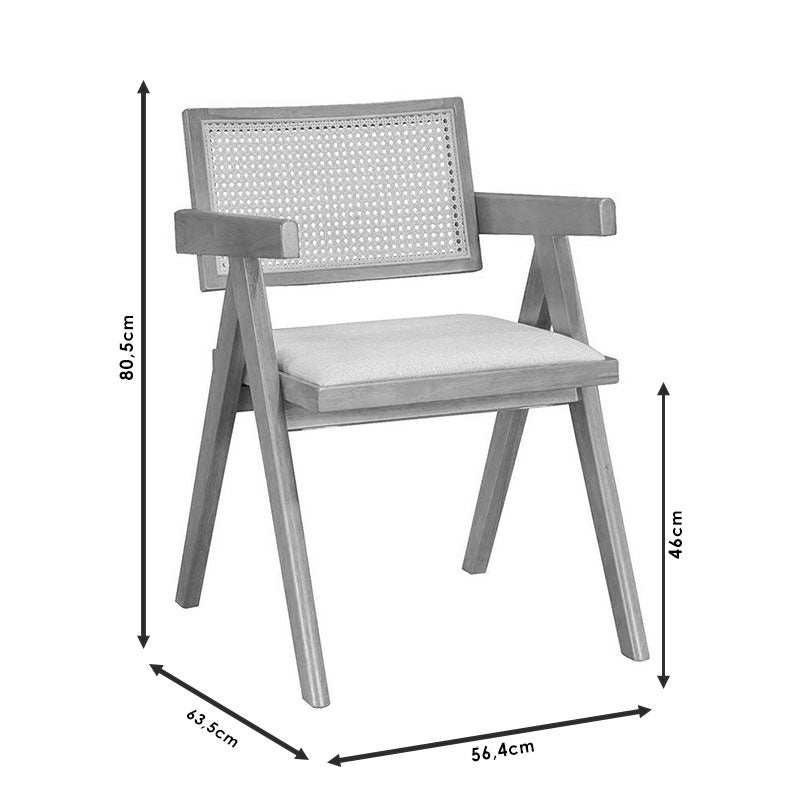 Fotoliu Winslow negru PVC ratan Natural tesatura, Gri, 64x56 cm