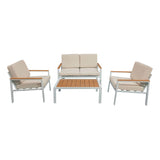 Garden lounge Set la moda 4buc bej-alb aluminiu, 118x72x67 cm