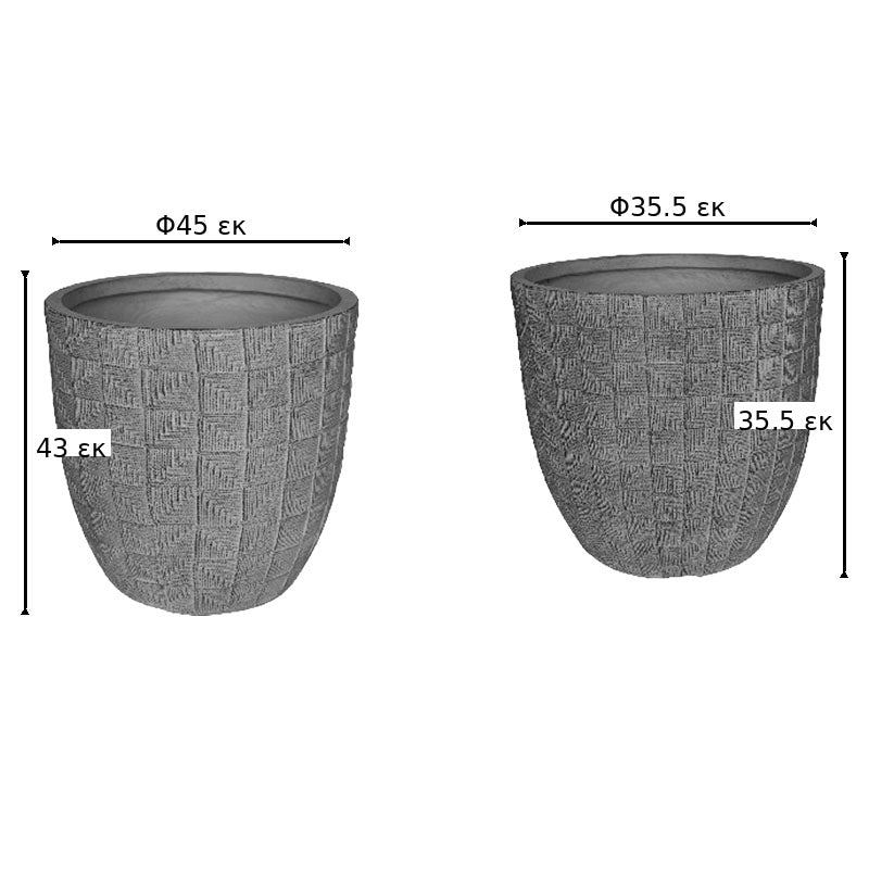 Ghivece Sapen set 2 piese ceramică, gri-bej, Ceramică, variabile, 45x45x43 cm