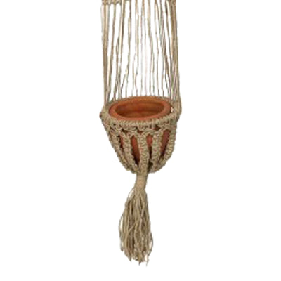 Ghiveci suspendat Aerial iuta, Natural, D23x135 cm, imagine suplimentara