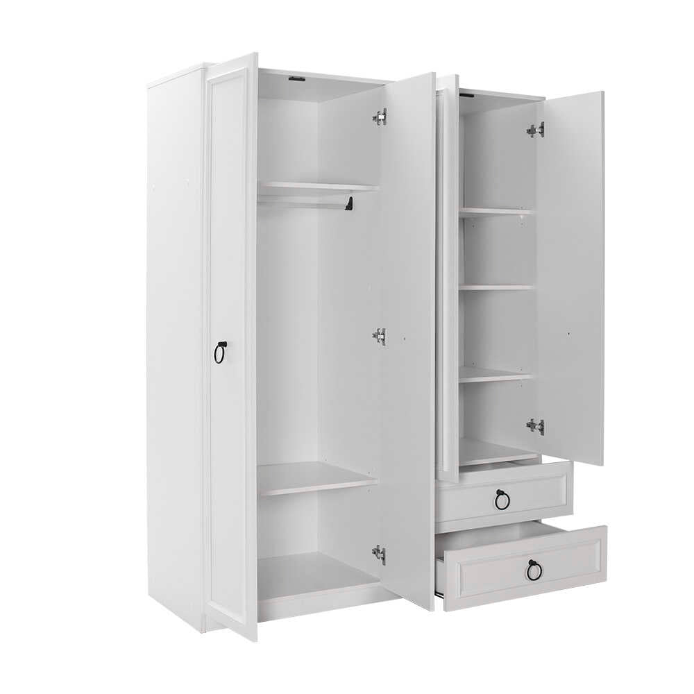 Dulap Haine Adore Hampton, 4 usi si 2 sertare, Alb, 140x185x52 cm