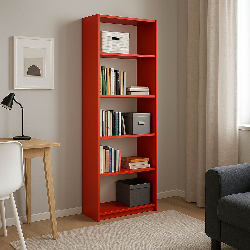 Biblioteca Adore Modern, 5 rafturi, 64x182x26 cm - Rosu