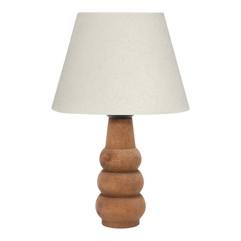 Lampa de Masa Cabini lemn de fag si tesatura, crem, 22x22x30 cm