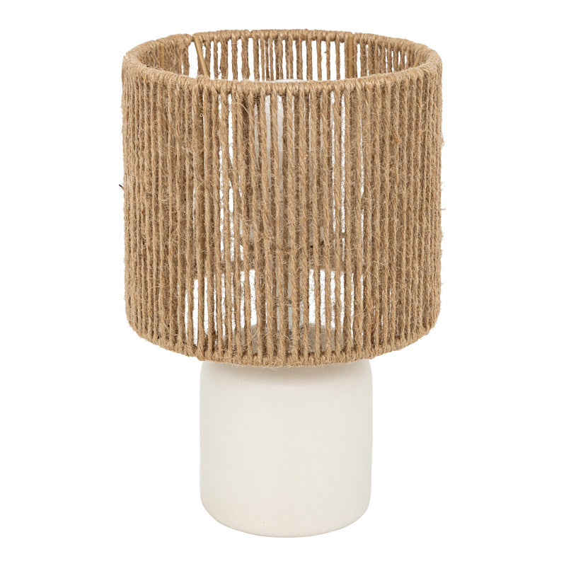 Lampa de masa Leyda, Ceramica, Alb-Natural, 16x24 cm