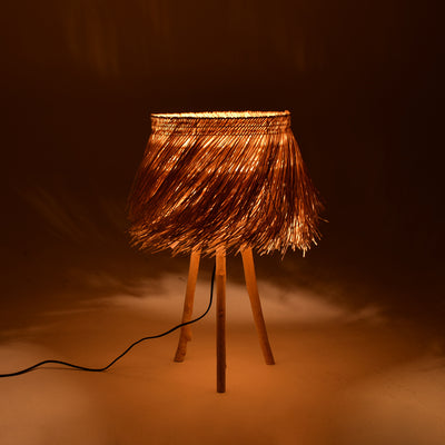 Lampa de podea Herfo ratan, Natural, D45x59 cm, imagine suplimentara