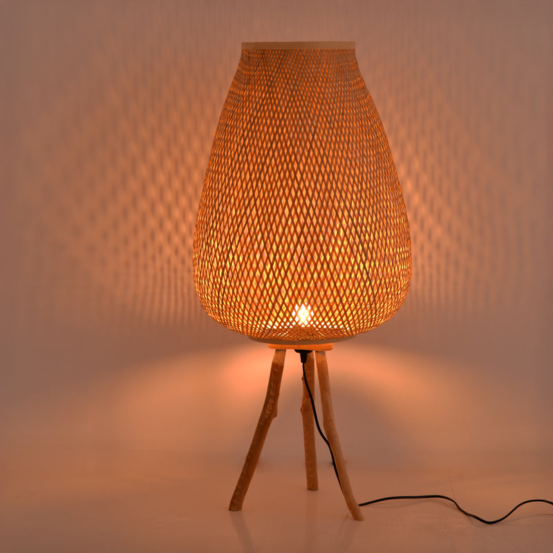 Lampa de podea Vazel bambus, Natural, D38x84 cm, imagine suplimentara