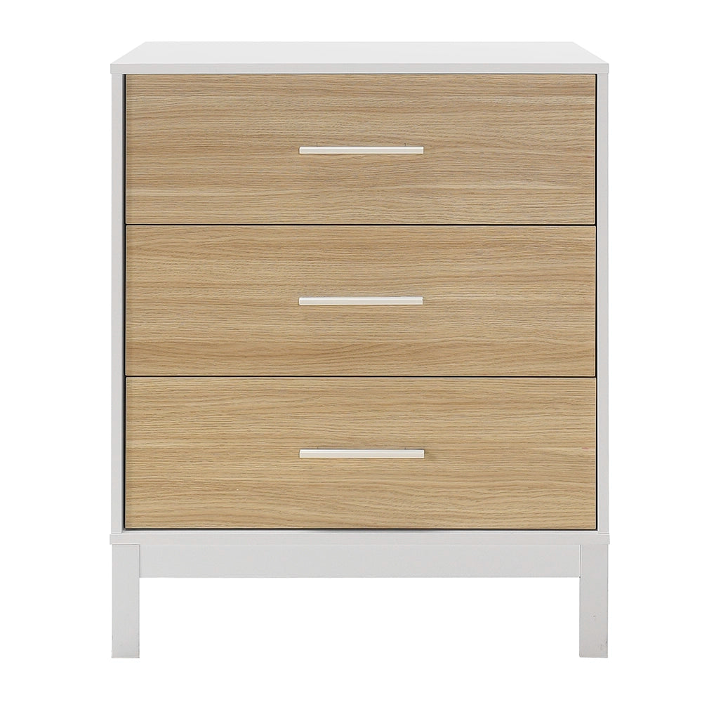 Comoda Adore London, 3 sertare, Alb - Stejar, 73x88x45 cm