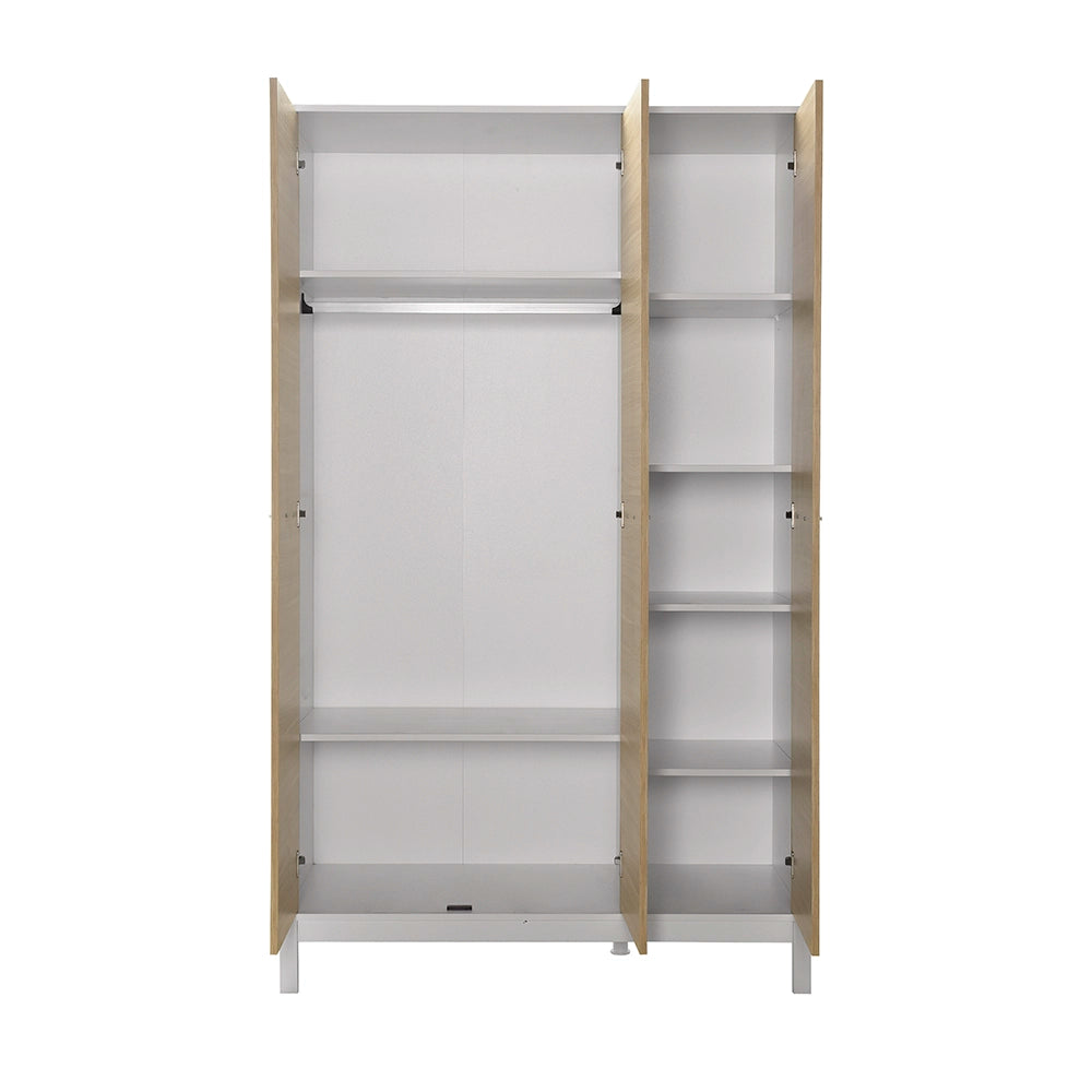 Dulap Haine Adore London, 3 usi, Alb - Stejar, 120x202x52 cm