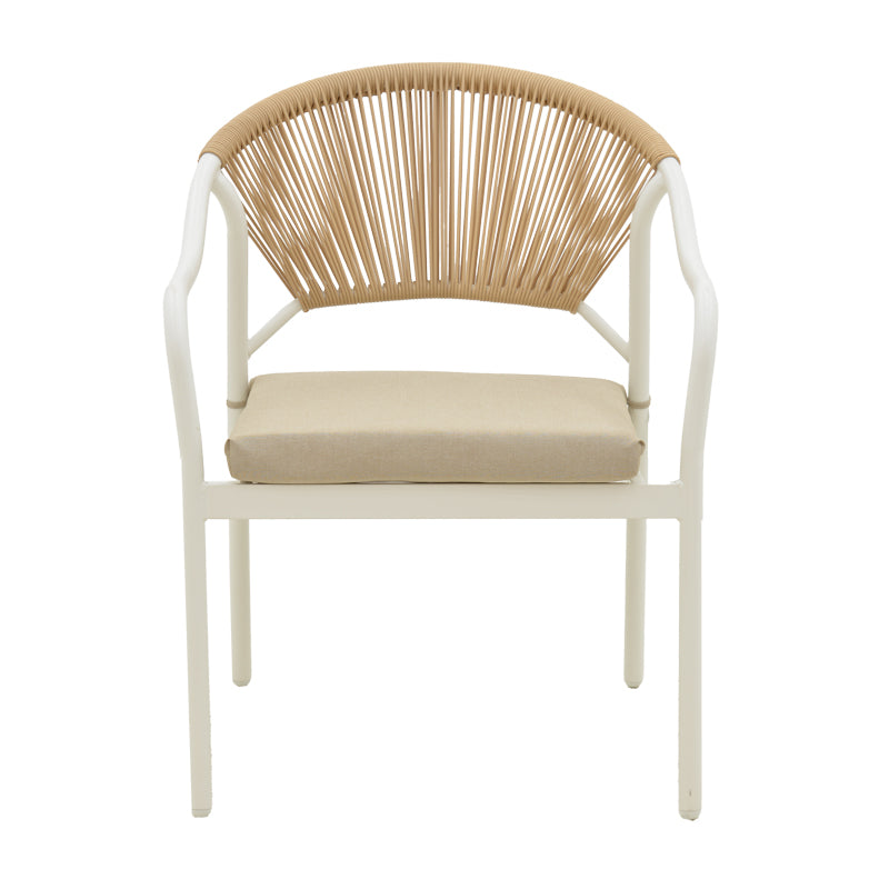 Lounge Bonanza set 4buc bej ratan-aluminiu, alb, 124x64x78 cm