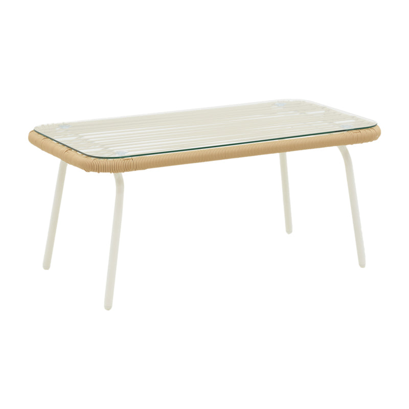 Lounge Bonanza set 4buc bej ratan-aluminiu, alb, 124x64x78 cm, foto produs 8