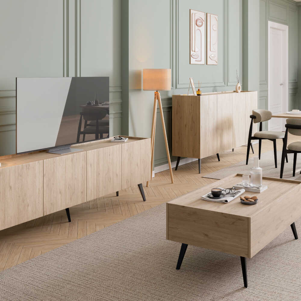 Comoda TV Adore Luna, Stejar, 180x63x42 cm