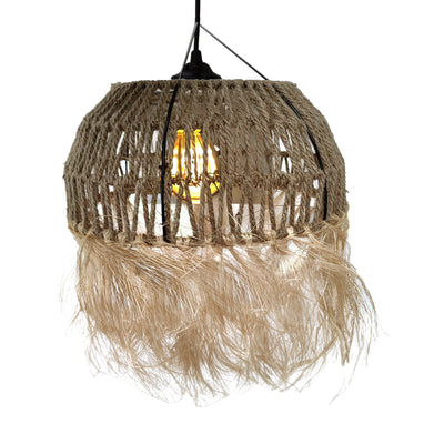 Lustra Bowler din rachita, Natural, D31x69 cm, imagine suplimentara