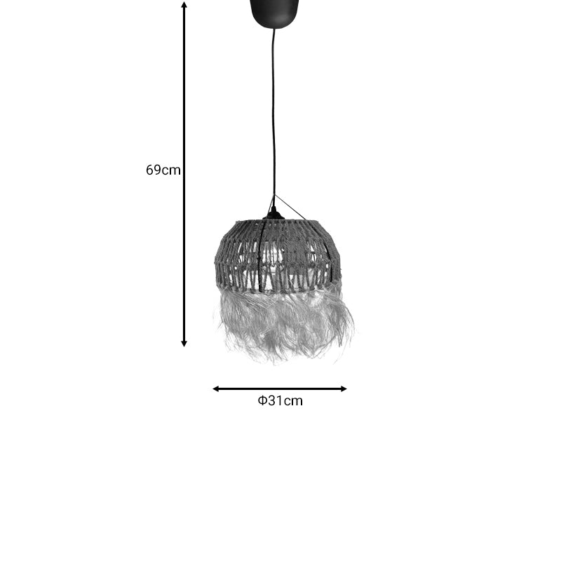 Lustra Bowler din rachita, Natural, D31x69 cm, detaliu produs