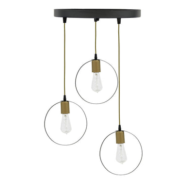 Lustra cu 3 lumini Kasper negru-auriu D30x79 cm