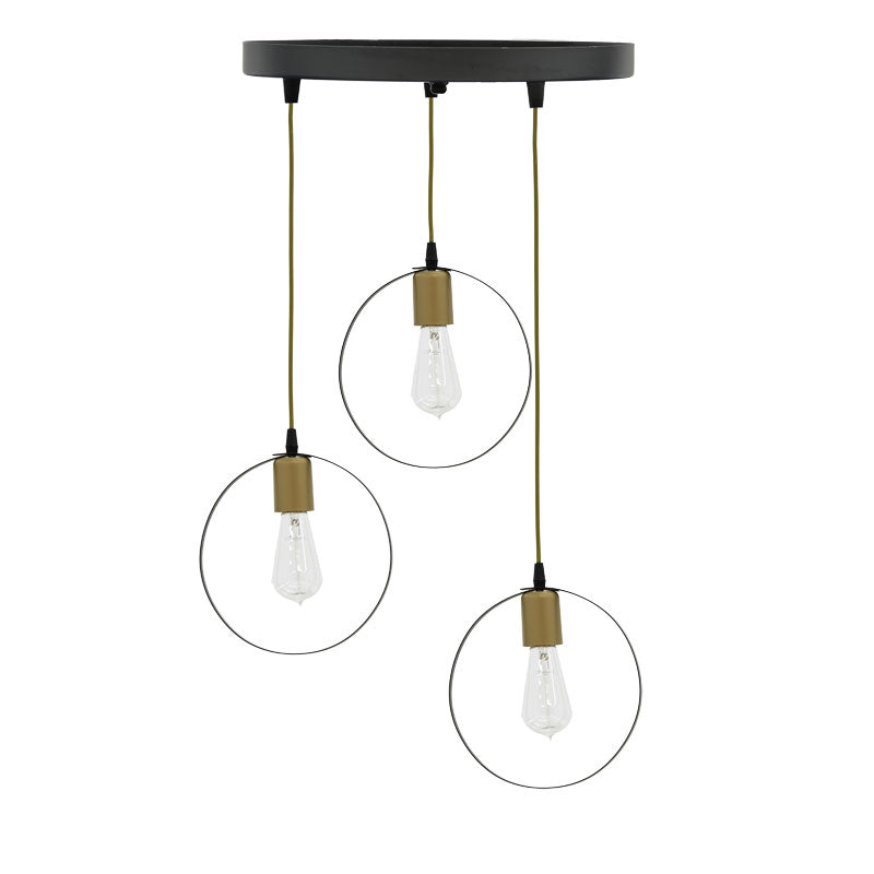 Lustra cu 3 lumini Kasper negru-auriu D30x79 cm