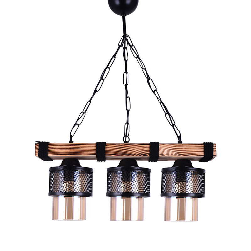 Lustra cu 3 lumini PWL-1046, negru-nuc, 50x15x65 cm, imagine suplimentara