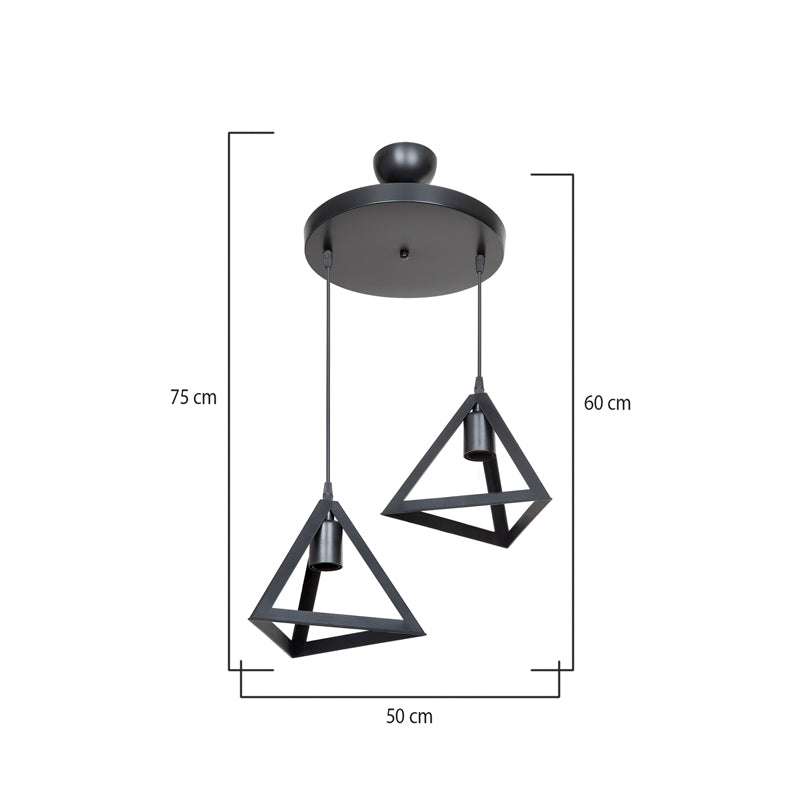Lustra cu doua lumini Kecha, neagra, D50x60 cm, detaliu produs