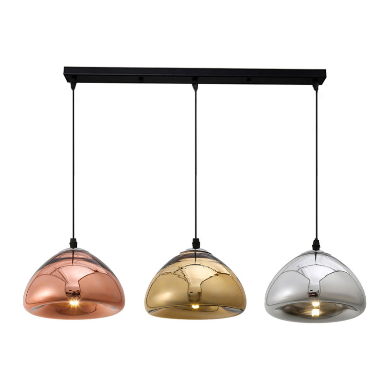 Lustra cu trei lumini Ovalone G9 argintiu aurie bronz metal si sticla 58x58x100 cm