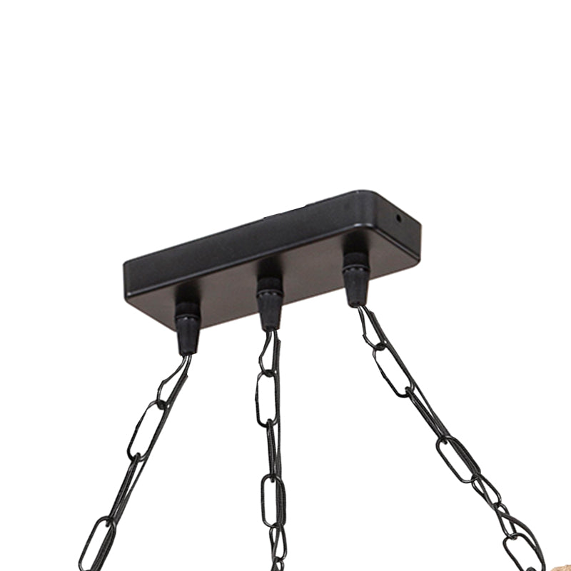 Lustra cu trei lumini PWL-1027, E27, Natural-negru, 49x10x47 cm, perspectiva suplimentara
