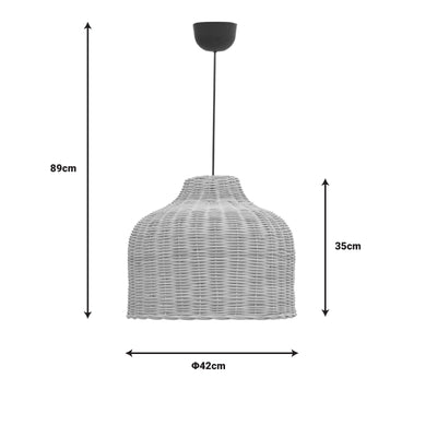 Lustra din ratan Ziquel, Natural, D42x89 cm, detaliu produs
