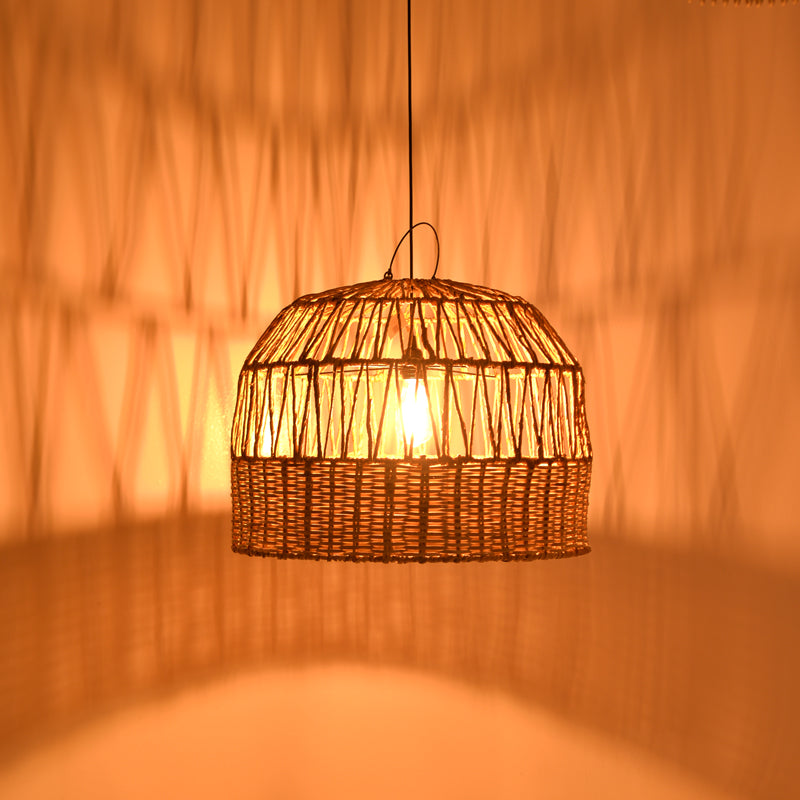 Lustra (lemn de bananier) Erdon Boho, Natural, 60x60x45 cm, imagine suplimentara