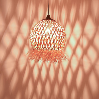 Lustra Marjione din fibre eco, Natural, 45x45x55 cm, imagine suplimentara