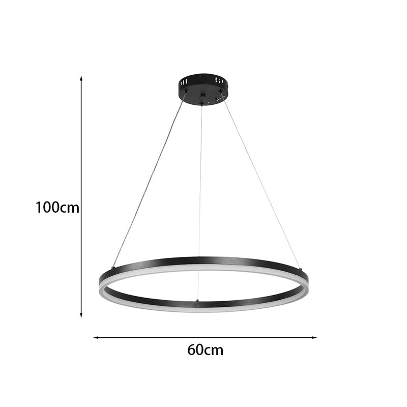 Lustra Nebrian, metal si LED, D60x15 cm - Negru