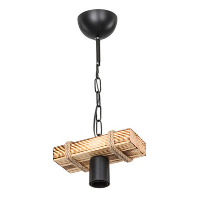Lustra PWL-1027 metal, negru-Natural, 20x10x43 cm, detaliu produs
